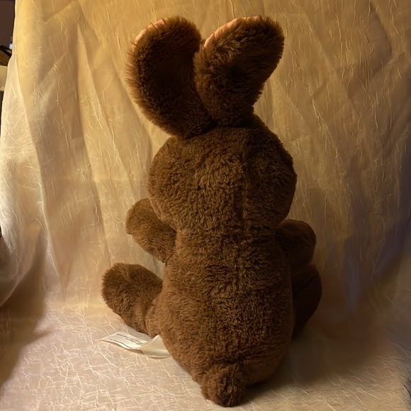 Brown stuffed bunny with pink ears, bow & feet 3 & up - Picture 7 of 13